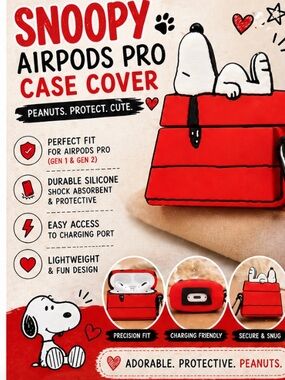 Peanuts Red and Black Snoopy Doghouse AirPods Pro Case